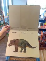 "Flip-o-sauros" é um livro interativo que lhe permite misturar as cabeças, os corpos e as caudas de dez dinossauros verdadeiros para criar mil dinossauros imaginários diferentes