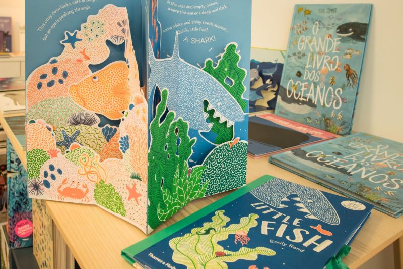 “Little fish” é um livro carrossel com elementos pop-up. A história é sobre um pequeno peixe que tenta encontrar o caminho de volta para casa.