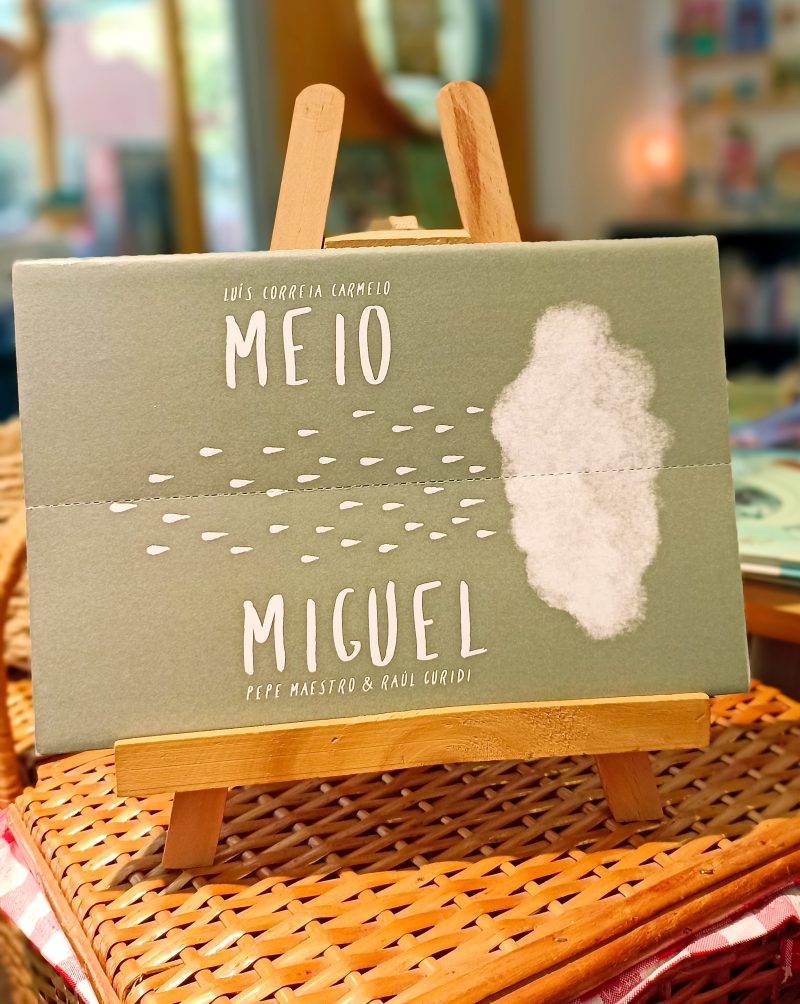 “Meio Miguel” é um livro sem texto, feito para os mais curiosos. Só depois de “rasgar” a capa é que conseguimos perceber porque é que o Miguel está dividido.